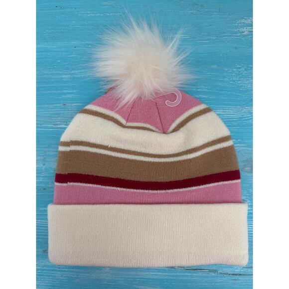 Home Free Beanie Idaho Pink Striped Winter Hat - Picture 2 of 3